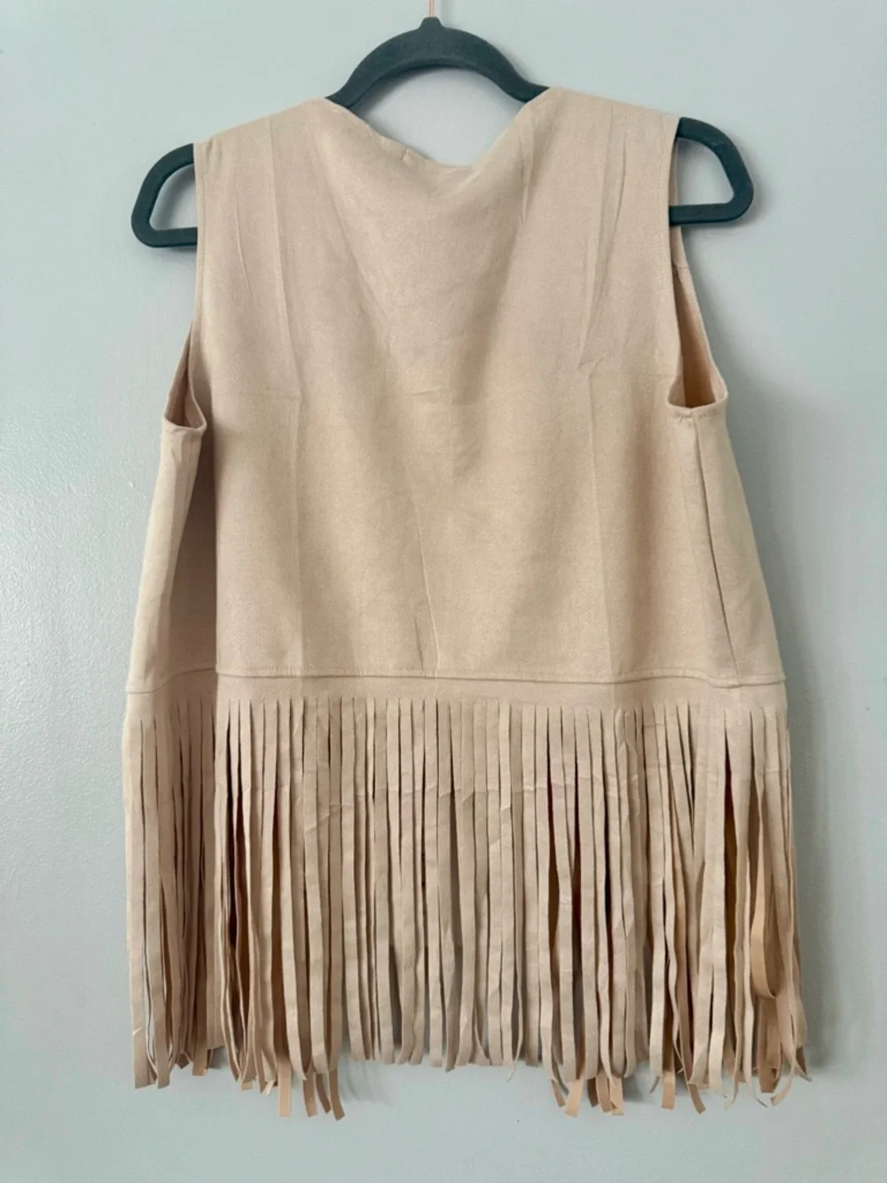 Suede Fringe Vest - Cream - Picture 4 of 4